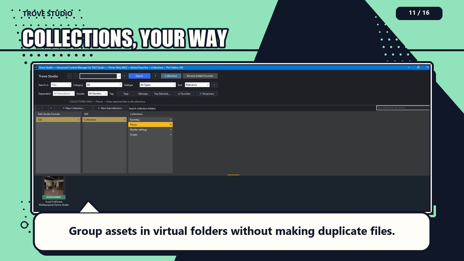 Trove Studio presentation explaining virtual collections